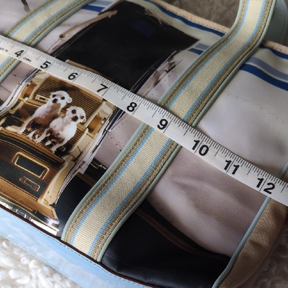 Anya Hindmarch Light Blue and Cream Striped Strap Tote - Picture 6 of 13
